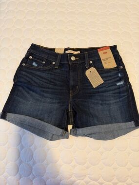 Levi's Dark Indigo Rolled-Hem Women's Denim Shorts